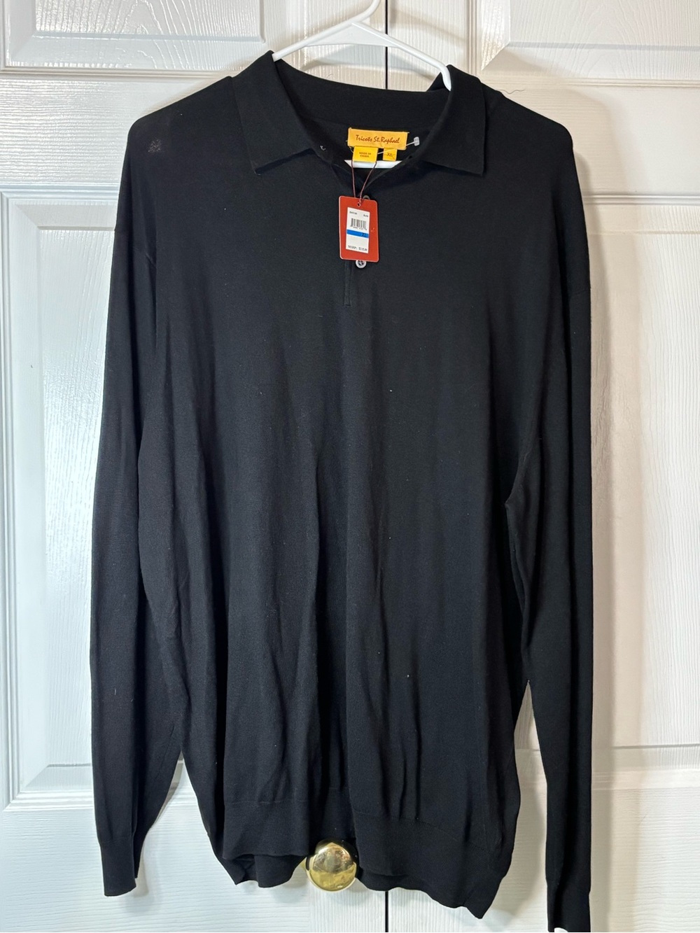 Tasso Elba Black Long-Sleeve Polo Knit New Sz XL